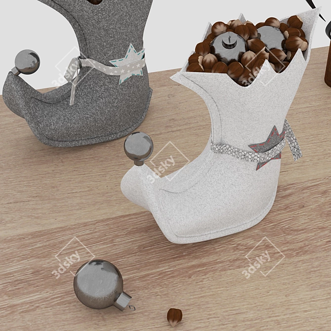 Festive Elf Boots Set 3D model image 2