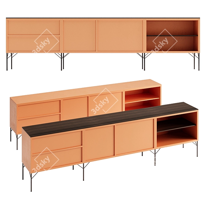 L'Origine PENINSULA Sideboard: Elegant Eucalyptus Wood Design 3D model image 1