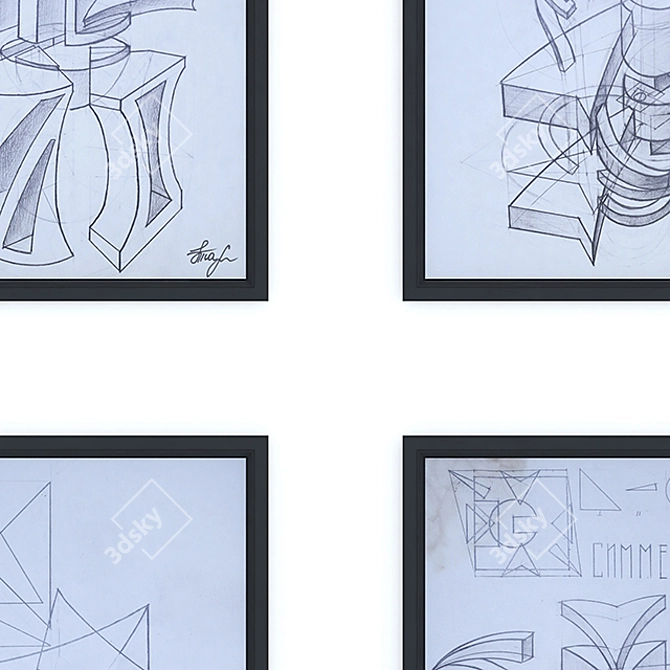 Geometrium Pencil Drawing 3D model image 3