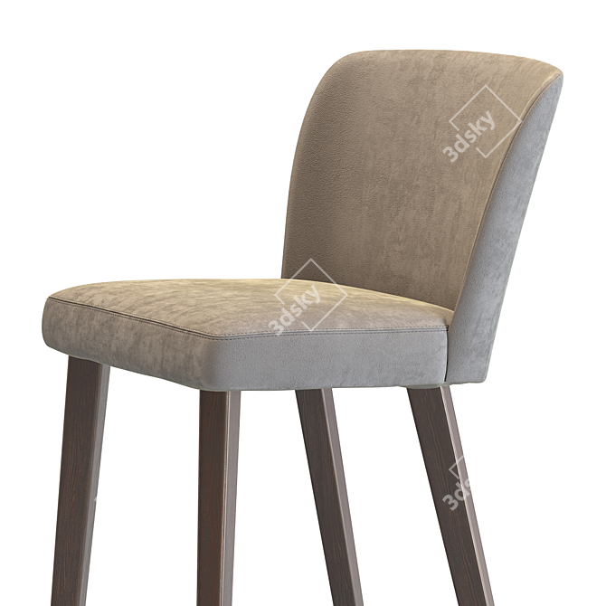 Elegant Upholstered Beech Barstool 3D model image 3