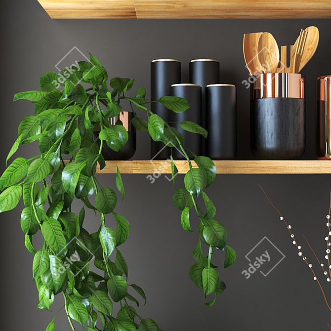 PolyKitchen Black Set 3D model image 2