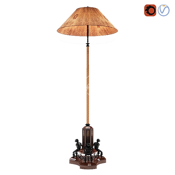 English Whimsy Floor Lamp 3D model image 1