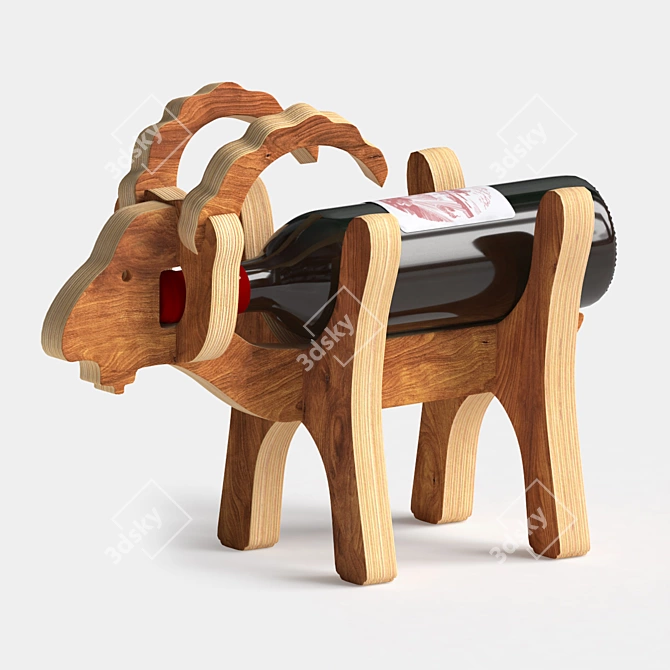 Goat Wine Stand: Unique Plywood Bottle Holder 3D model image 1