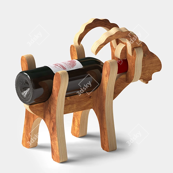 Goat Wine Stand: Unique Plywood Bottle Holder 3D model image 2