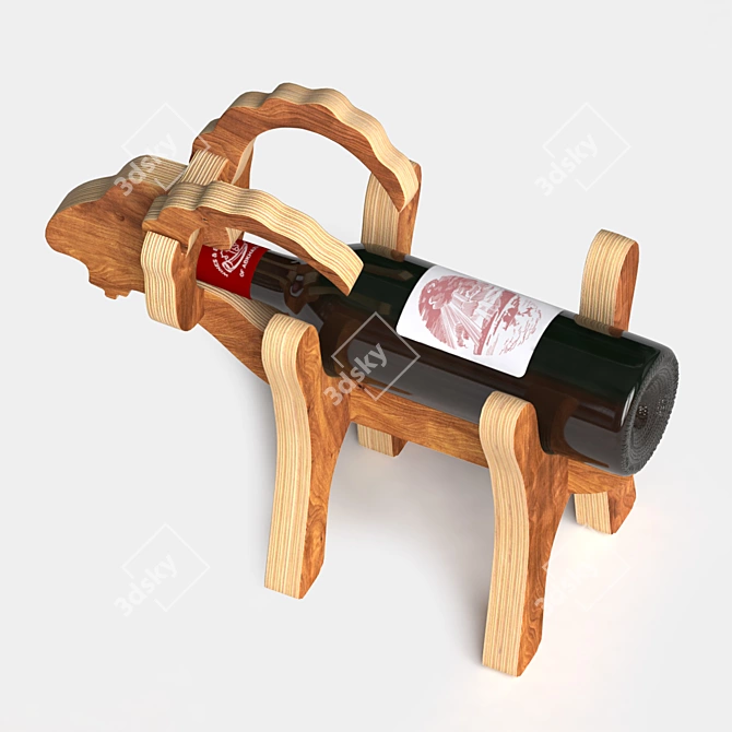 Goat Wine Stand: Unique Plywood Bottle Holder 3D model image 3