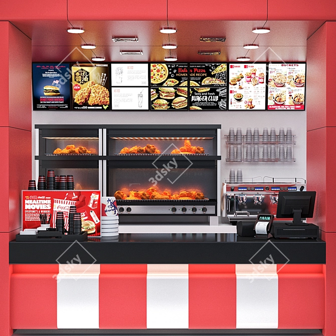 JC Fastfood & Coffee Kiosk 4: Seamless Fastfood Experience 3D model image 1