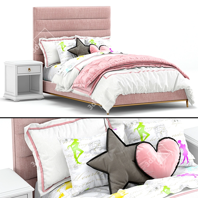 Elegant Pfeiffer Bed for Kids 3D model image 1