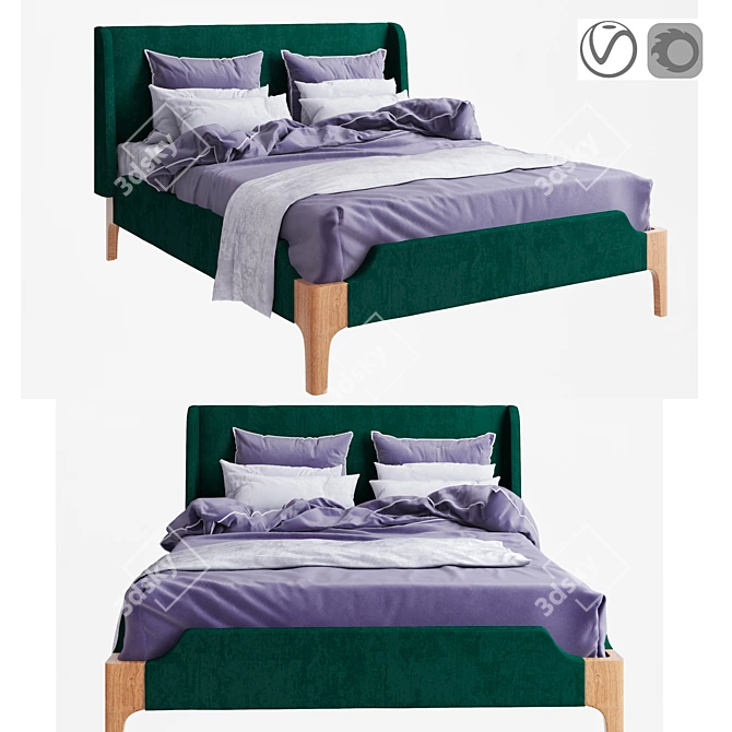 Elegant Milan Bed by Woodsoft 3D model image 1