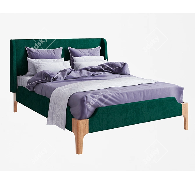 Elegant Milan Bed by Woodsoft 3D model image 2