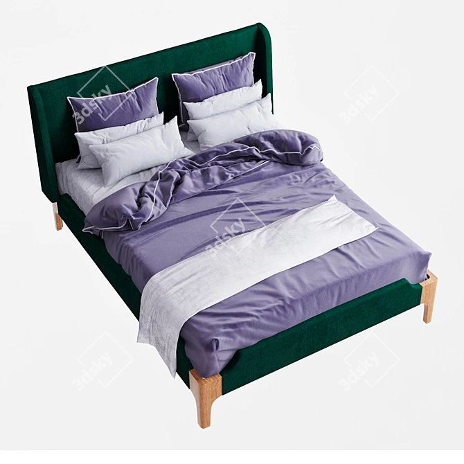 Elegant Milan Bed by Woodsoft 3D model image 3