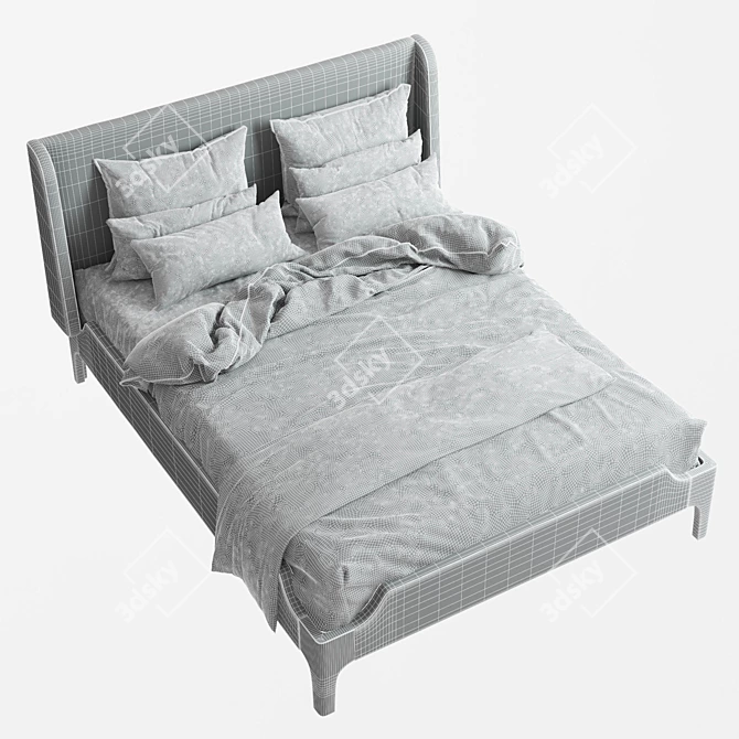 Elegant Milan Bed by Woodsoft 3D model image 5