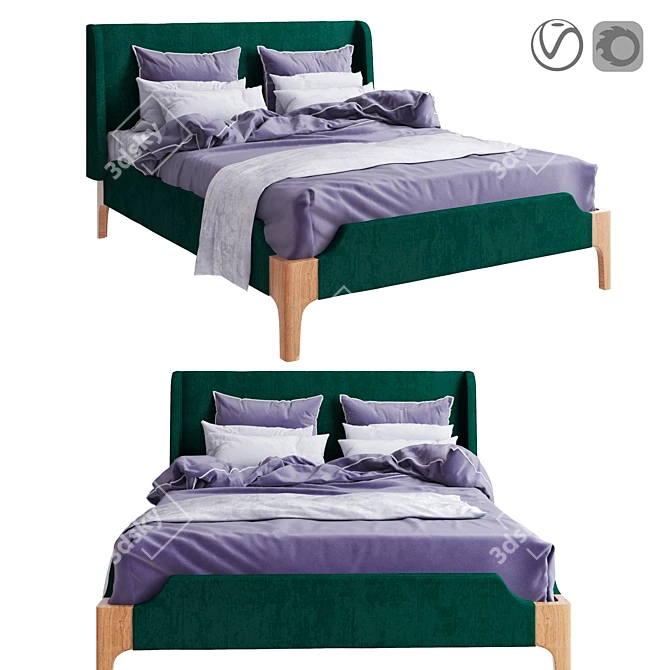 Elegant Milan Bed by Woodsoft 3D model image 6