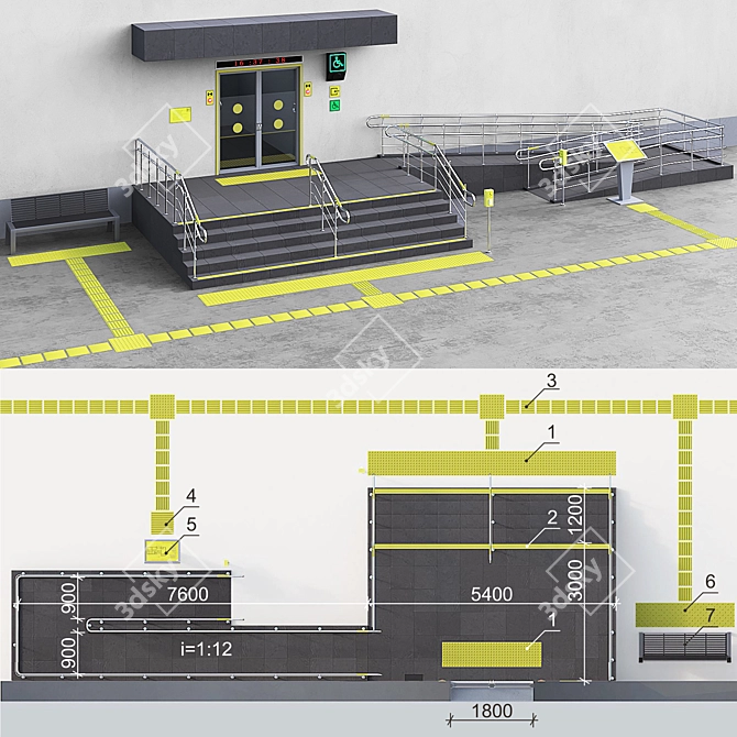 Accessible Building Entrance for Disabled - Part 2 3D model image 6