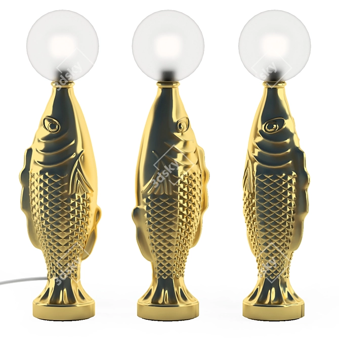 Golden Fin Table Lamp 3D model image 1