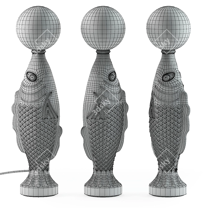Golden Fin Table Lamp 3D model image 2