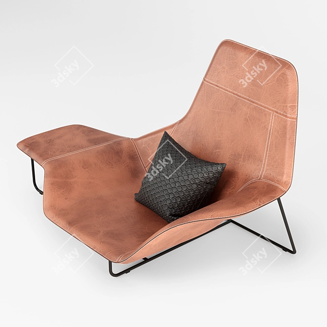 Sleek Steel Lama Lounge Chair 3D model image 3