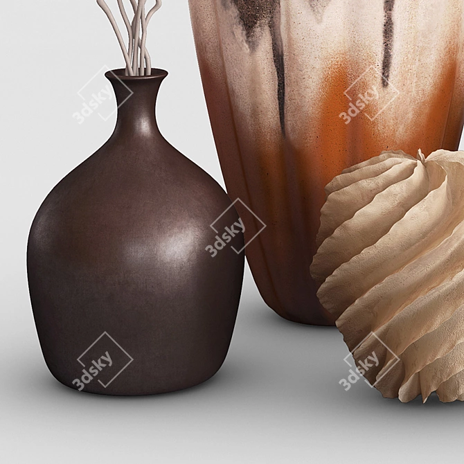 Traditional Vase Decoration Set 3D model image 3