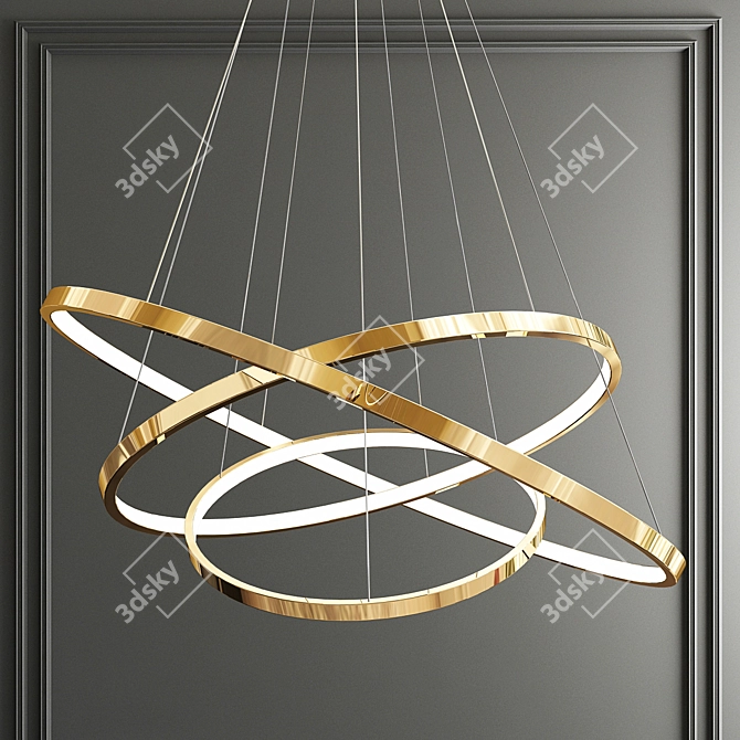 Trend Gold Ring Chandelier - Sleek and Stylish 3D model image 2