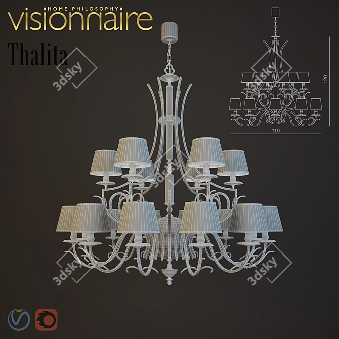 Elegant Visionnaire Thalita Chandelier 3D model image 2