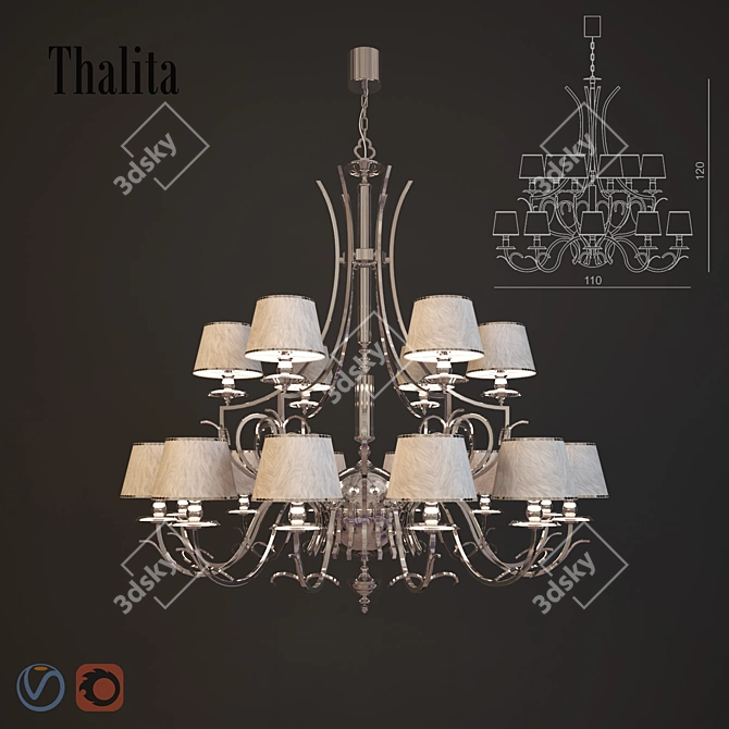 Elegant Visionnaire Thalita Chandelier 3D model image 3