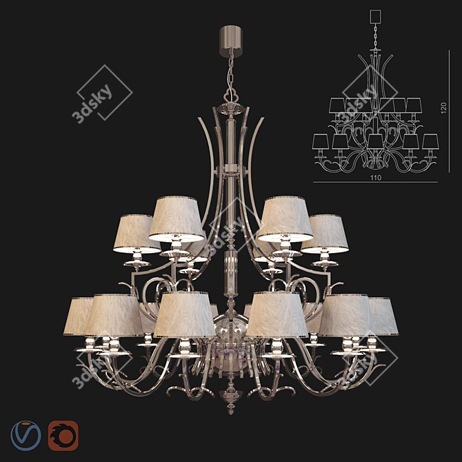 Elegant Visionnaire Thalita Chandelier 3D model image 5