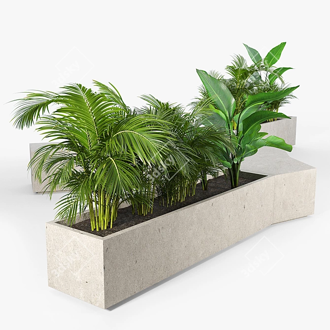 Tropical Box Planter 3D model image 2