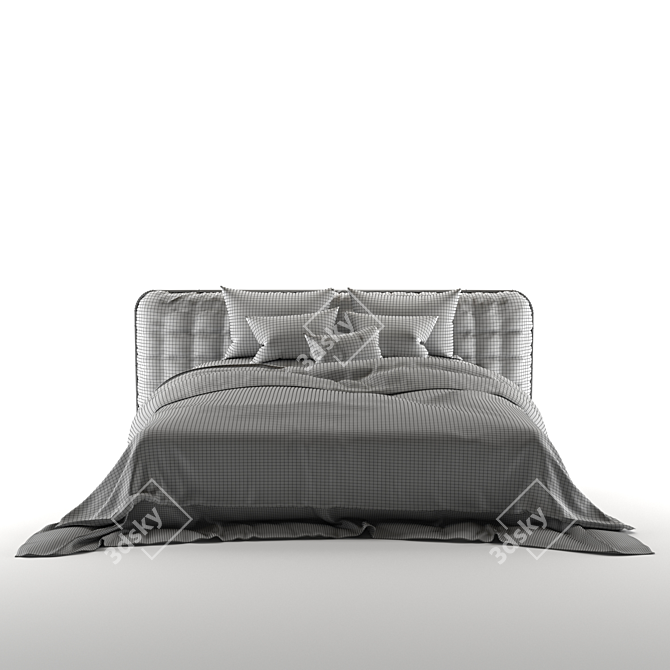 Modern Lugano Bed: Gray, Brown & Dark Blue 3D model image 3