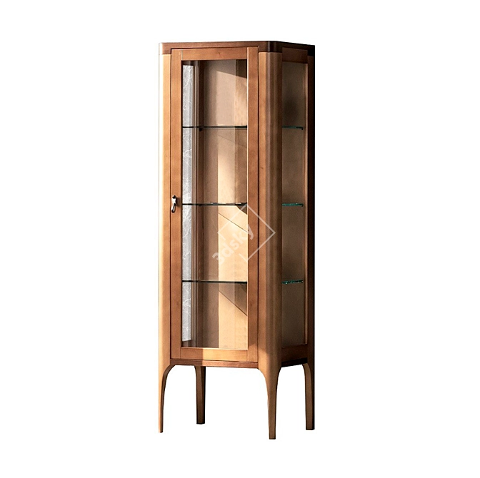 Elegant Walnut Showcase 3D model image 3