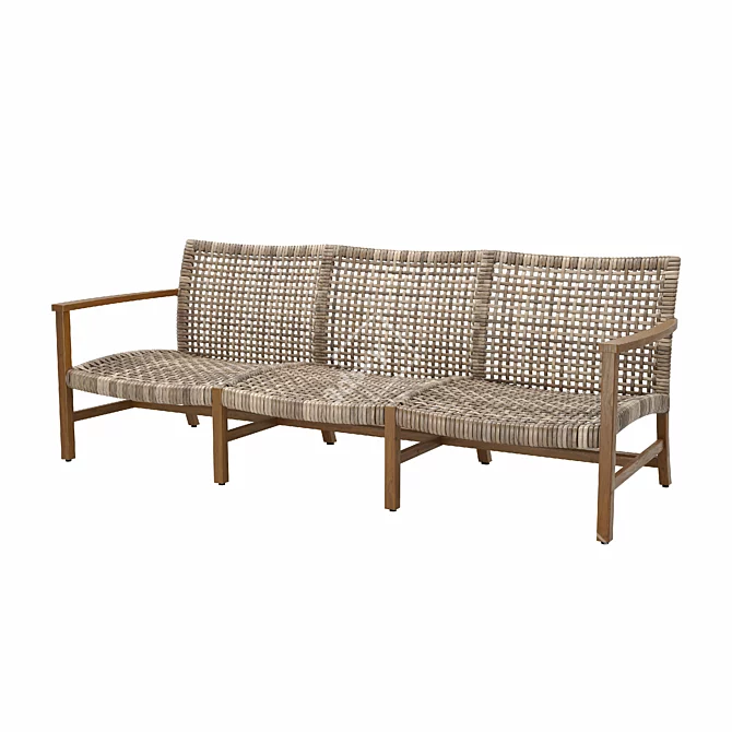 Natural Finish Isola Sofa: High Quality, Perfect for Interior Visualization 3D model image 2