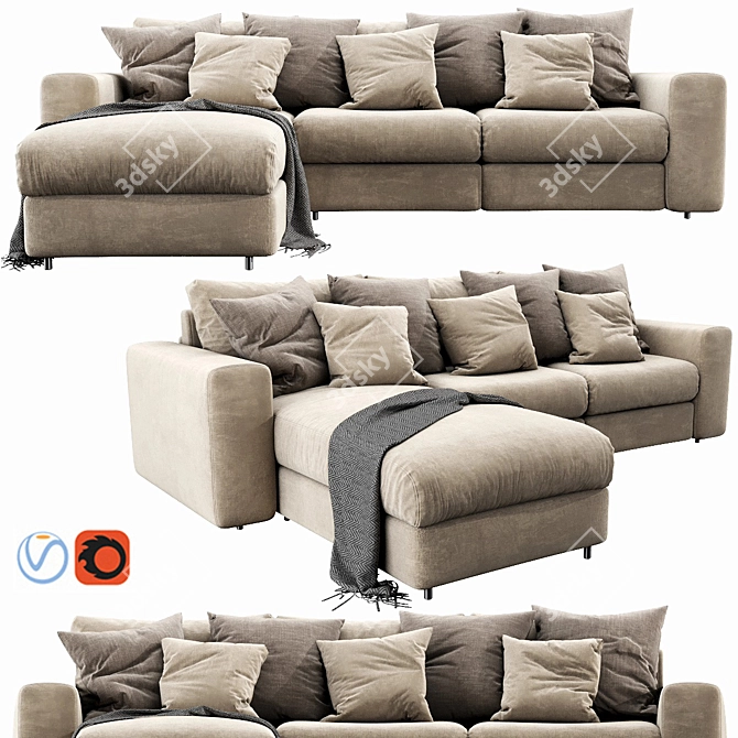 Italian Design: Ditre Freedom Chaise Lounger 3D model image 1
