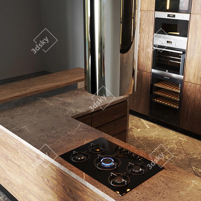 Sleek Island Range Hood 3D model image 3