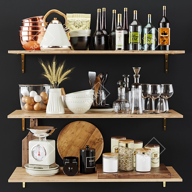 Elegant Kitchen Decor Set 3D model image 2