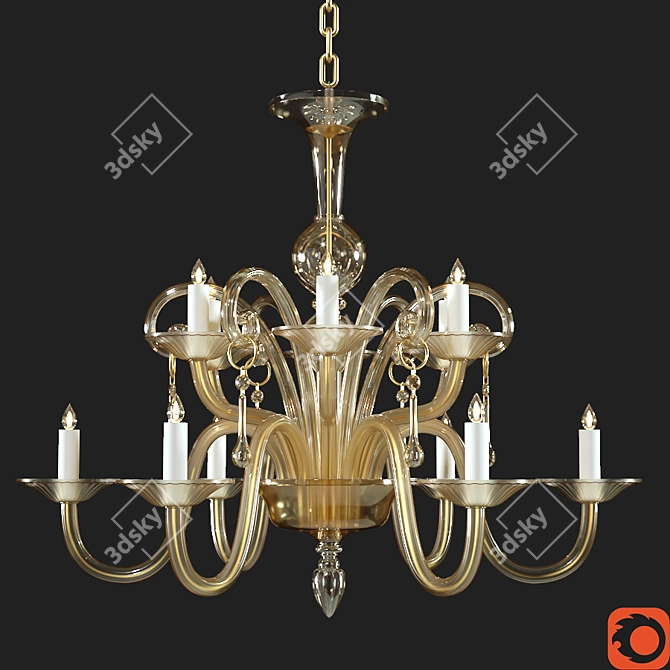 Amber Murano Glass Chandelier 3D model image 1