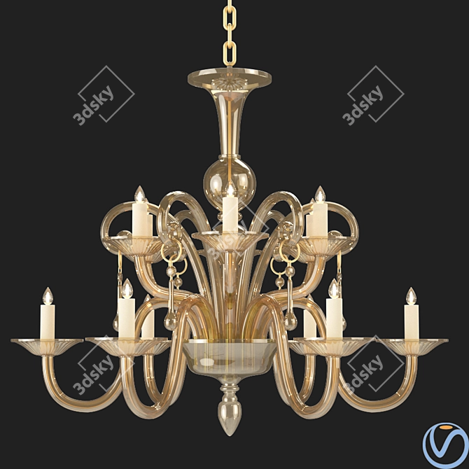 Amber Murano Glass Chandelier 3D model image 2