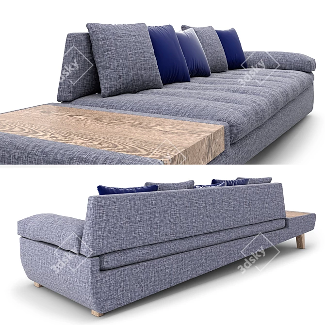 Sleek Illusion 4-Seat Sofa 3D model image 2