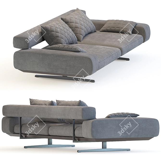 Elegant Wing Sectional Sofa 3D model image 2