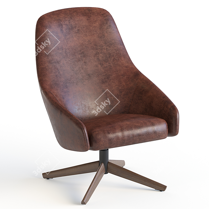 PUK-M-Montis: Stylish Armchair with Solid Wood and Aluminium Swivel Base 3D model image 2