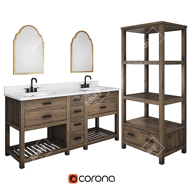 Classic American Style Vanity Set 3D model image 1