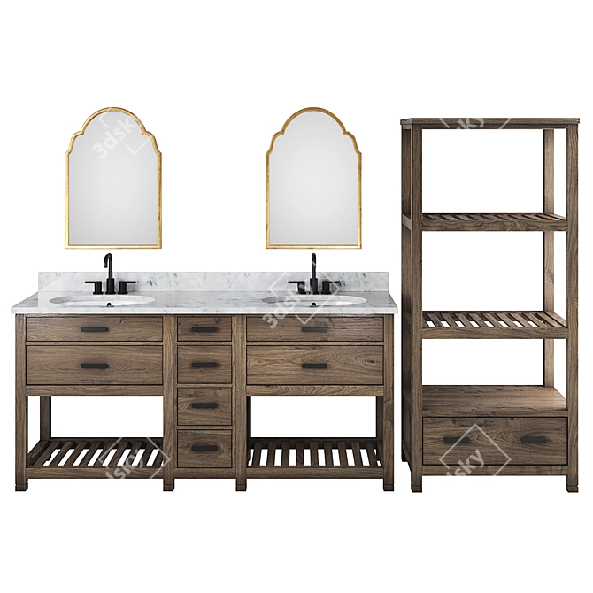 Classic American Style Vanity Set 3D model image 2