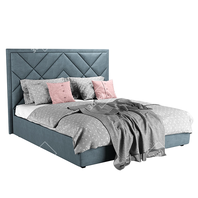 Versatile Bed Frame with Three Headboard Options - 1800 x 2000 Size 3D model image 2