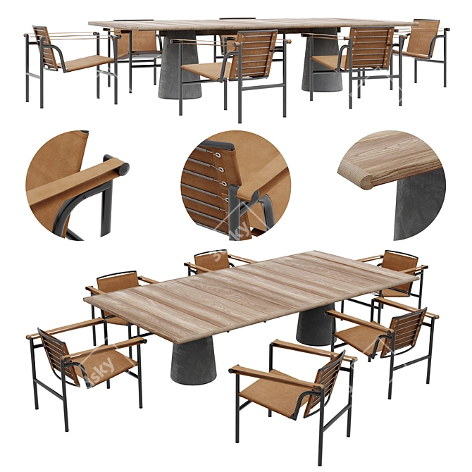 Modern Outdoor Seating & Dining Set 3D model image 1