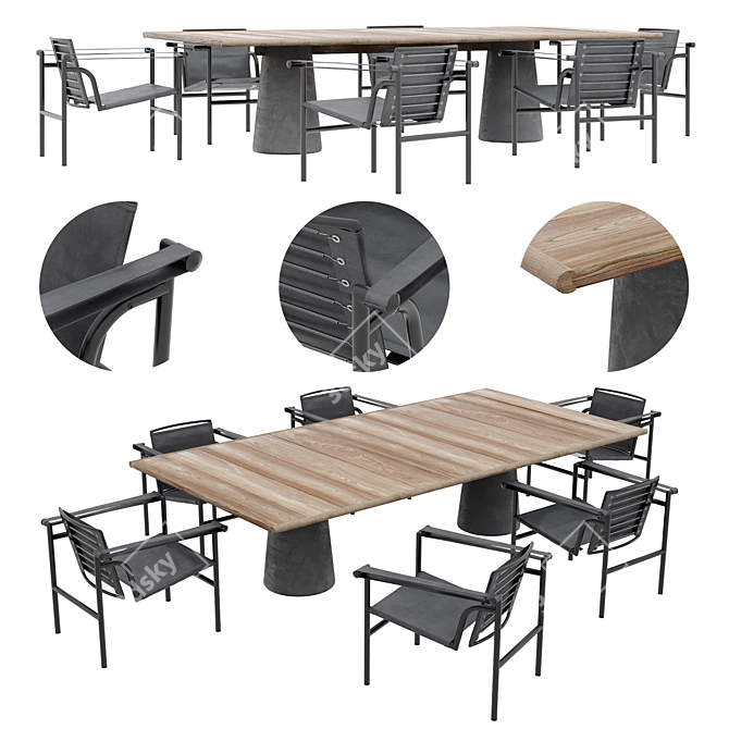 Modern Outdoor Seating & Dining Set 3D model image 2