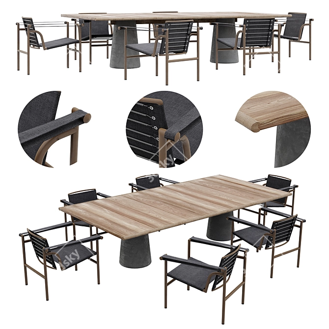 Modern Outdoor Seating & Dining Set 3D model image 3