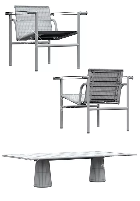 Modern Outdoor Seating & Dining Set 3D model image 5