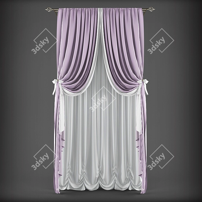 Elegant Blackout Curtains 3D model image 1