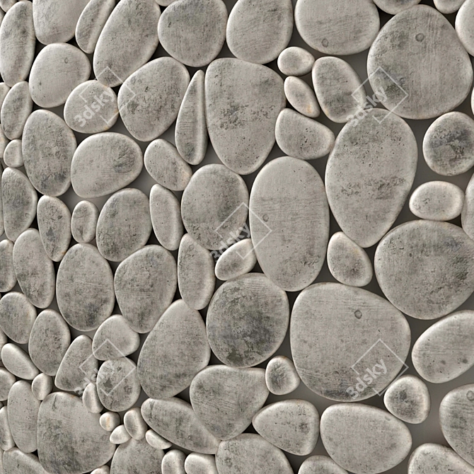 Smooth Pebble Decor: Versatile 3D Texture 3D model image 2