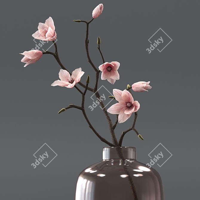 Blooming Magnolia 3D Model 3D model image 2