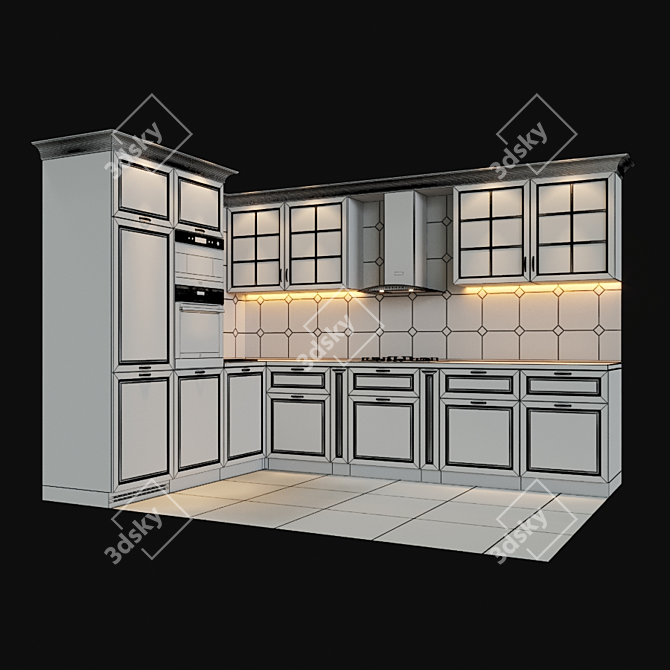 Gas Cooktop with Oven and Microwave - Complete Kitchen Set 3D model image 2