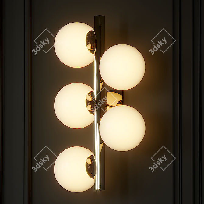 Contemporary Brass Sconces with Opaline Glass Ball 3D model image 2