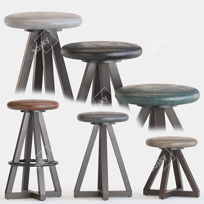 Sleek X Stools with Los Angeles Charm 3D model image 1